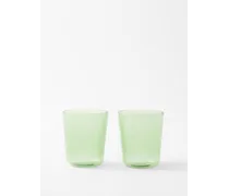 Set Of Two Luisa Acqua Ridged Glass Tumblers