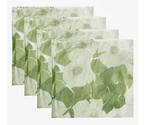 Set Of Four Hydrangea-print Linen Napkins