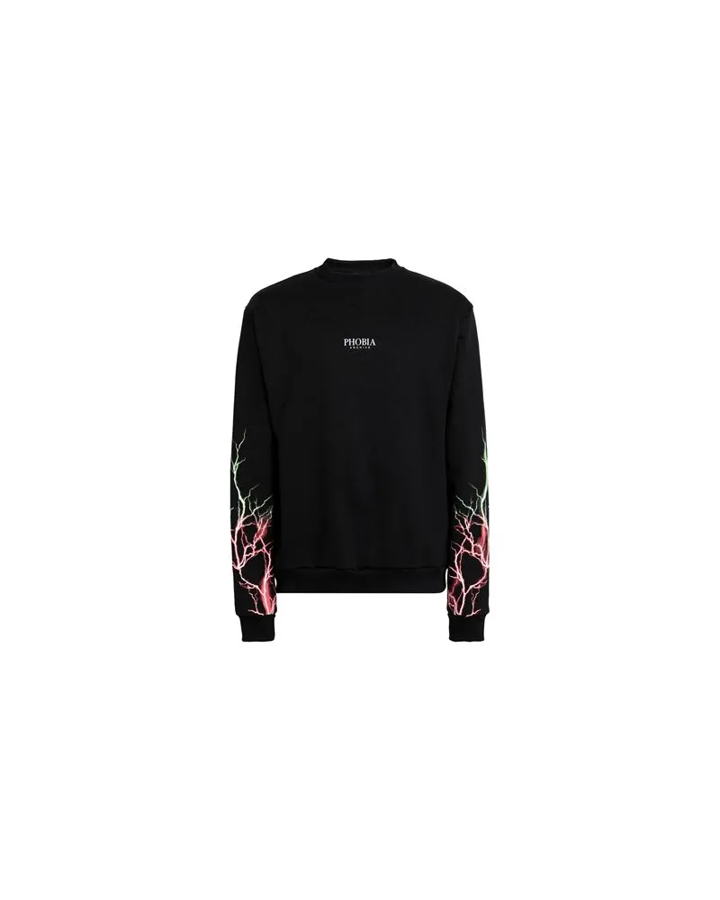 Phobia Archive BLACK CREWNECK WITH RED AND GREEN LIGHTNING  - TOPS - Sweatshirtsauf YOOX.COM Schwarz