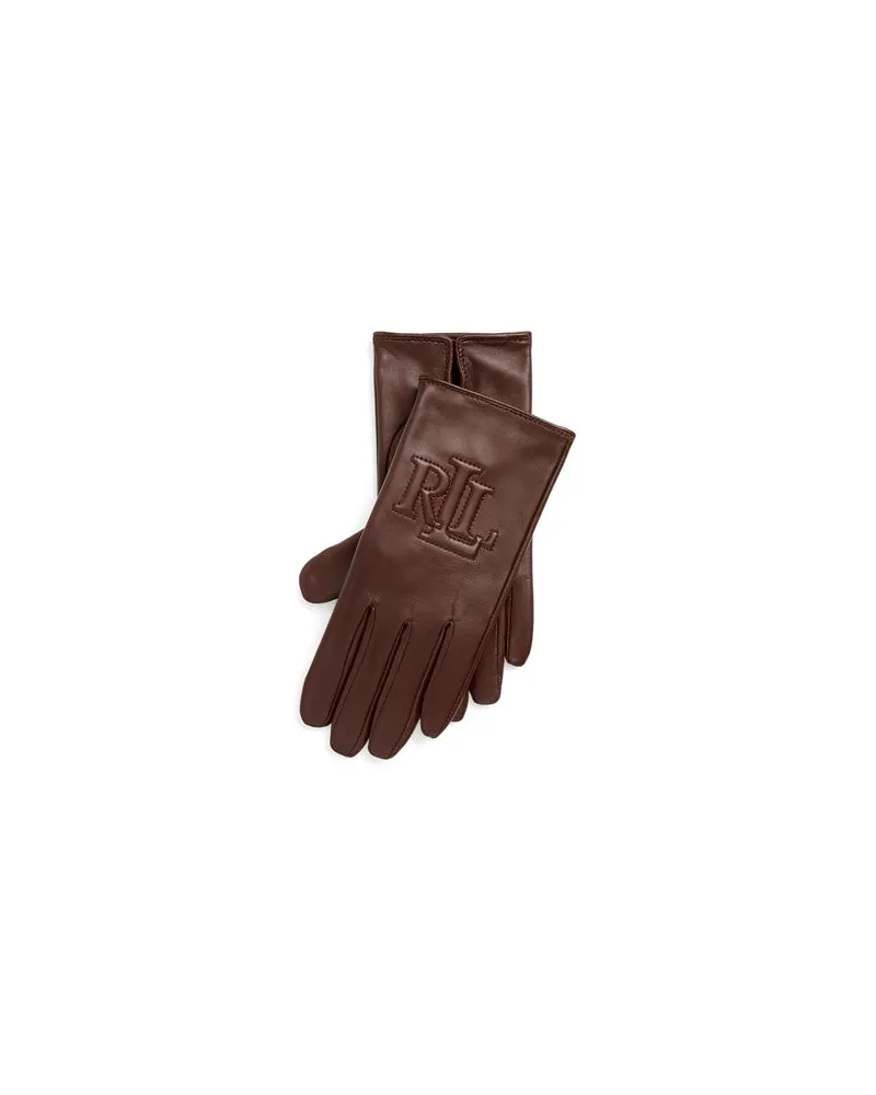 Ralph Lauren Logo-Embossed Sheepskin Tech Gloves  - ACCESSOIRES - Handschuheauf YOOX.COM Dunkelbraun