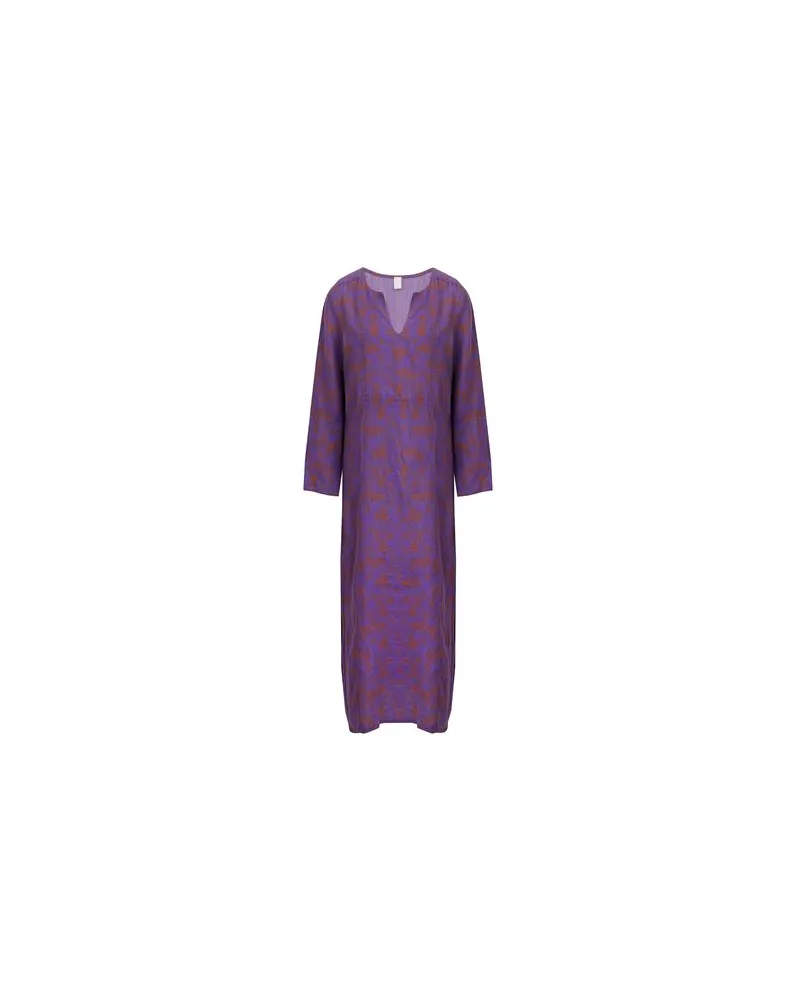 8 by Yoox PRINTED LINEN V-NECK MAXI DRESS  - KLEIDER - Maxi-Kleiderauf YOOX.COM Violett