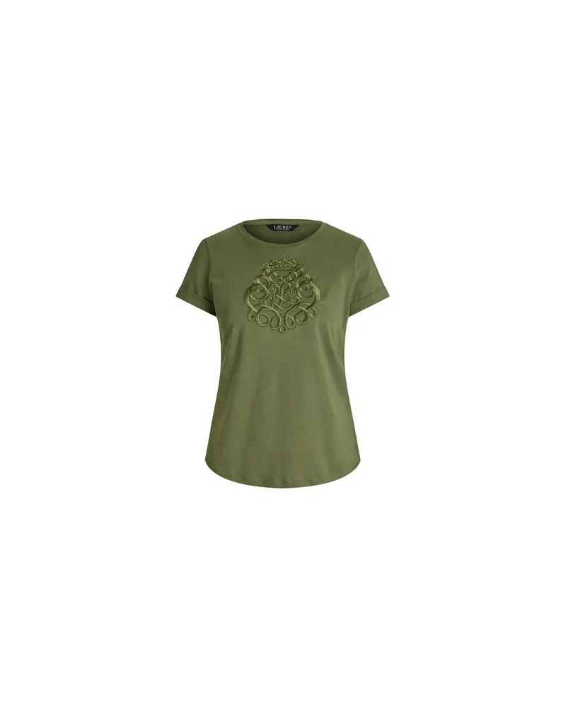 Ralph Lauren EMBROIDERED-LOGO COTTON JERSEY TEE  - TOPS - T-shirtsauf YOOX.COM Militärgrün