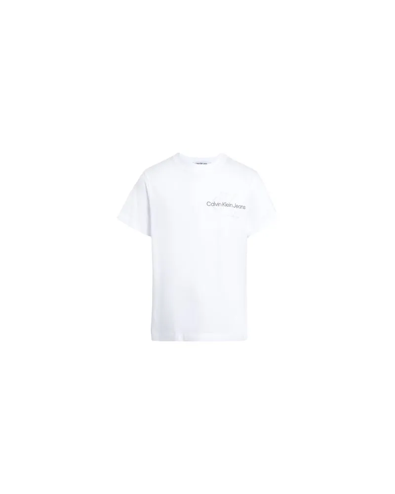 Calvin Klein TWO TONE MONOGRAM T-SHIRT  - TOPS - T-shirtsauf YOOX.COM Weiß