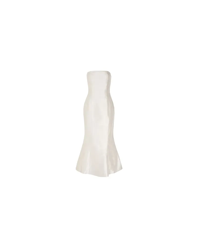 8 by Yoox SILK-SHANTUNG BANDEAU FLARED MIDI DRESS  - KLEIDER - Midi-Kleiderauf YOOX.COM Elfenbein