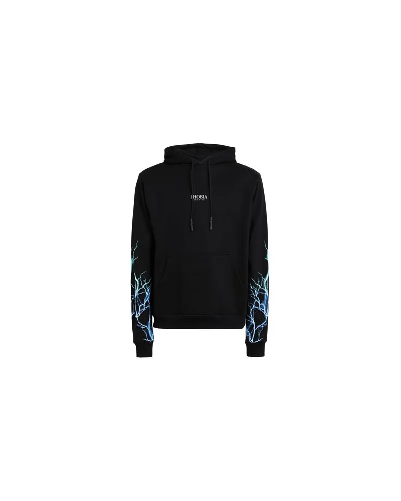 Phobia Archive BLACK HOODIE WITH BLUE AND LIGHTBLUE LIGHTNING  - TOPS - Sweatshirtsauf YOOX.COM Schwarz
