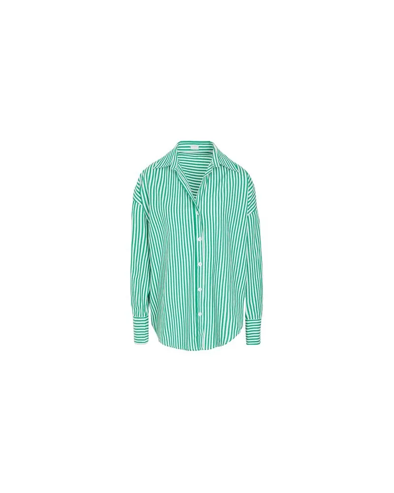 8 by Yoox STRIPED ORGANIC COTTON BOYFRIEND SHIRT  - TOPS - Hemdenauf YOOX.COM Grün