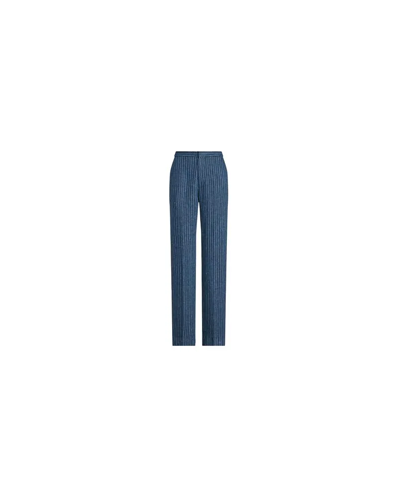 Ralph Lauren PINSTRIPE LINEN PANT  - HOSEN & RÖCKE - Hosenauf YOOX.COM Marineblau