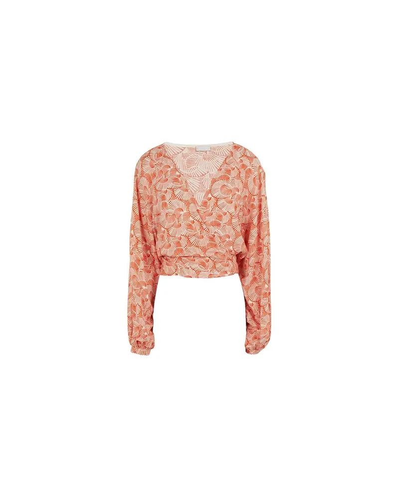 8 by Yoox PRINTED VISCOSE FRONT KNOT CROP TOP  - TOPS - Topsauf YOOX.COM Rostrot