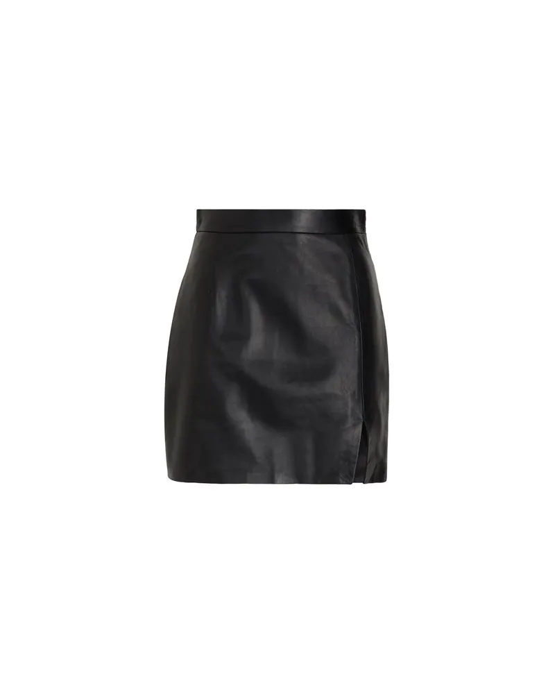 8 by Yoox LEATHER FRONT SLIT MINI SKIRT  - HOSEN & RÖCKE - Miniröckeauf YOOX.COM Schwarz