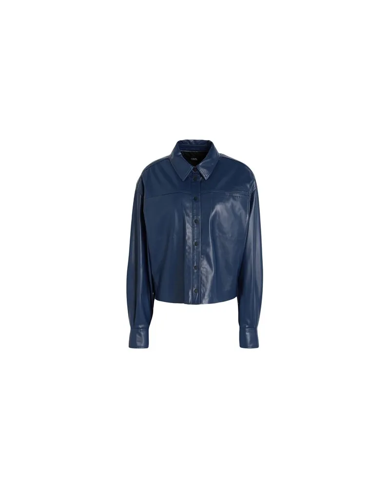 Karl Lagerfeld FAUX LEATHER SHIRT  - TOPS - Hemdenauf YOOX.COM Nachtblau