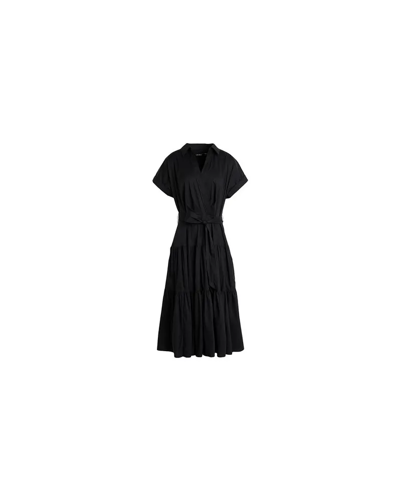 Ralph Lauren BELTED COTTON-BLEND TIERED DRESS  - KLEIDER - Midi-Kleiderauf YOOX.COM Schwarz