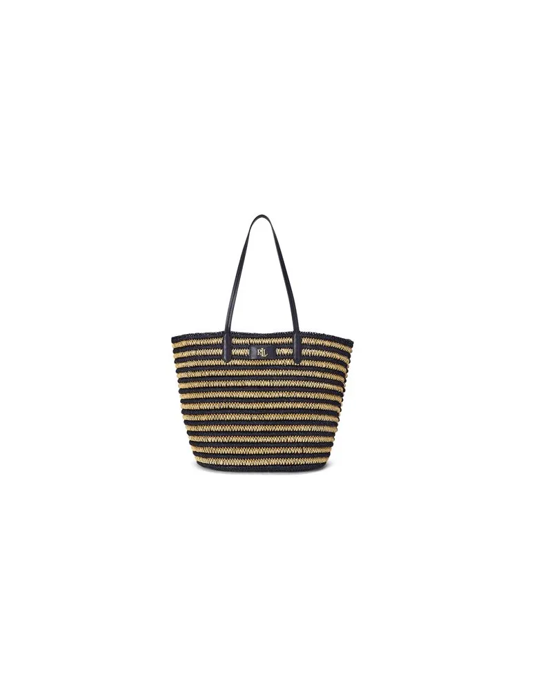 Ralph Lauren STRIPED STRAW LARGE BRIE TOTE BAG  - TASCHEN - Handtaschenauf YOOX.COM Nachtblau