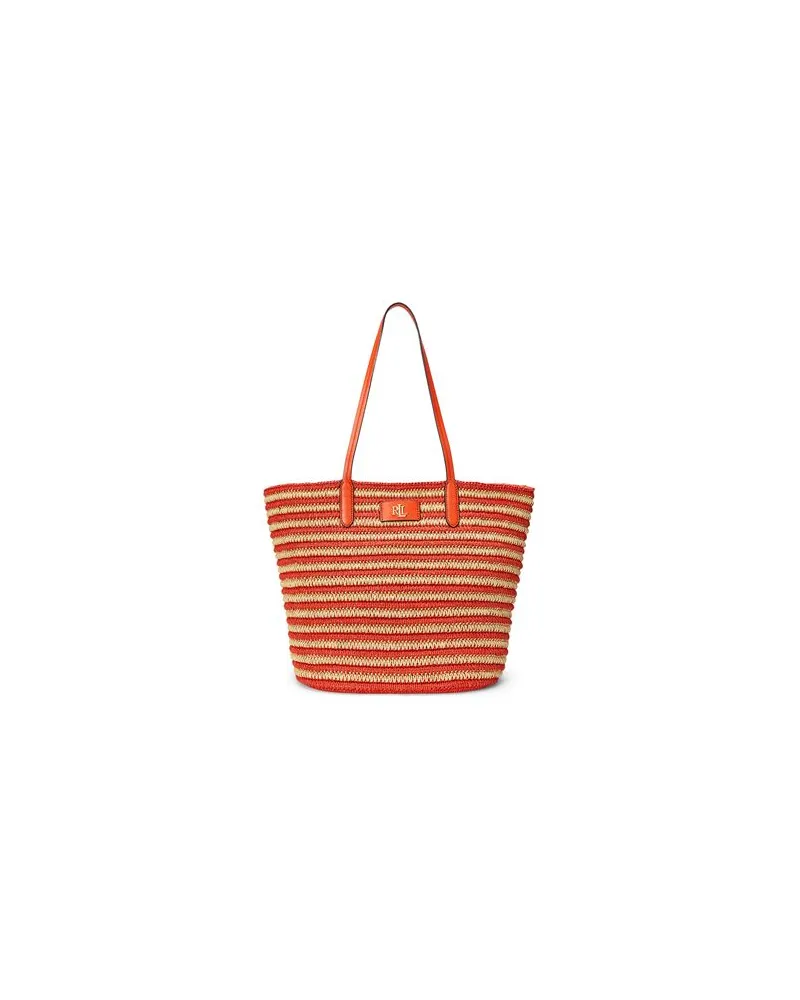 Ralph Lauren STRIPED STRAW LARGE BRIE TOTE BAG  - TASCHEN - Handtaschenauf YOOX.COM Orange