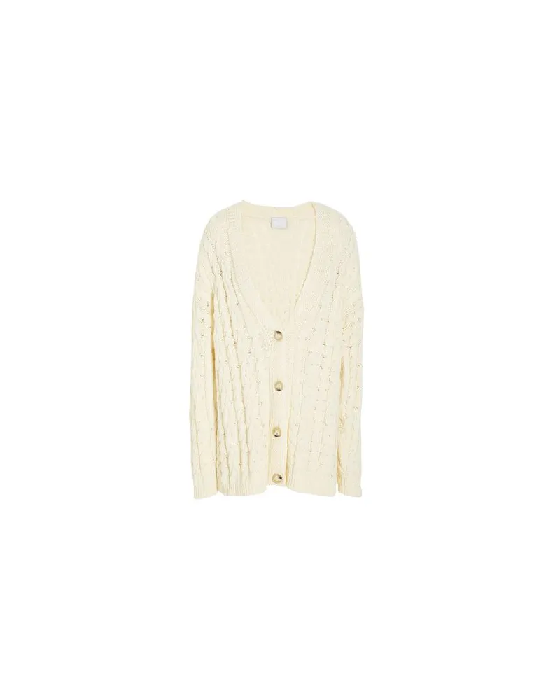 8 by Yoox ORGANIC COTTON CABLE KNIT CARDIGAN  - STRICKWAREN - Strickjackenauf YOOX.COM Cremeweiß