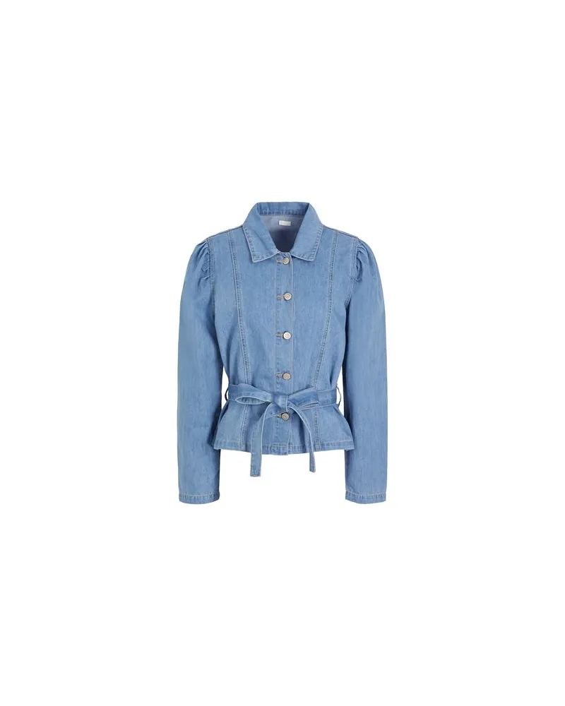 8 by Yoox ORGANIC COTTON DENIM PUFF-SLEEVE CHEMISIER JACKET  - TOPS - Jeanshemdenauf YOOX.COM Blau