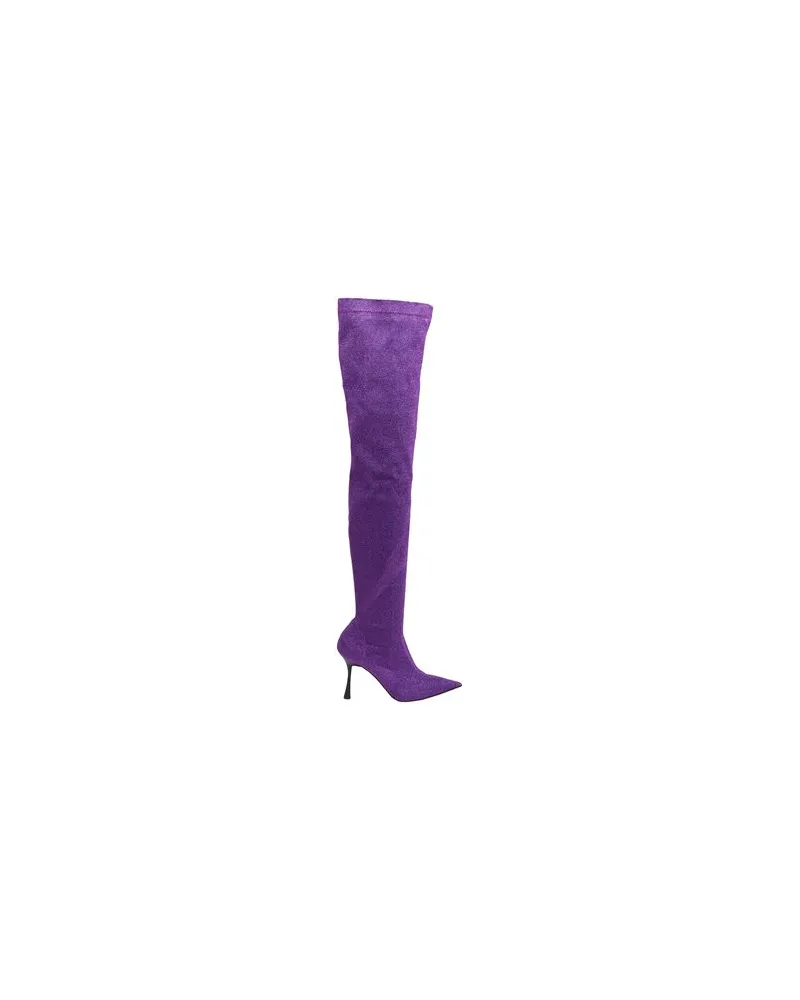 8 by Yoox STRETCH GLITTER OVER-THE-KNEE BOOTS  - SCHUHE - Stiefelauf YOOX.COM Violett