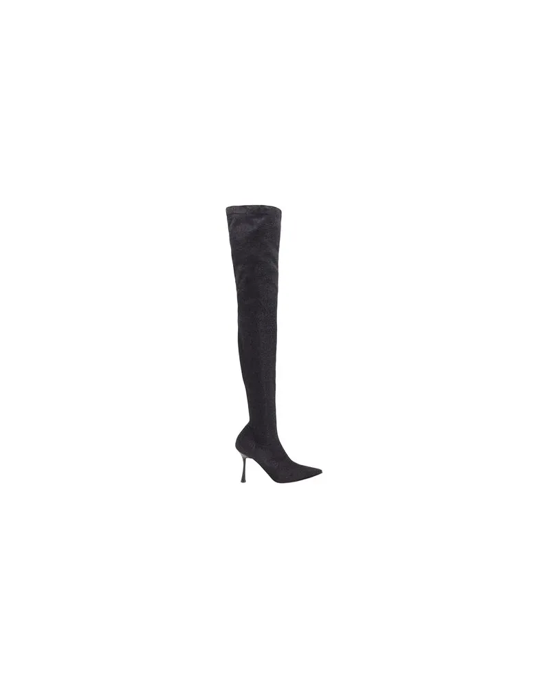 8 by Yoox STRETCH GLITTER OVER-THE-KNEE BOOTS  - SCHUHE - Stiefelauf YOOX.COM Schwarz