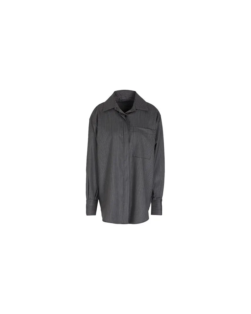 8 by Yoox PINSTRIPED WOOL OVERSIZED SHIRT  - TOPS - Hemdenauf YOOX.COM Braungrau