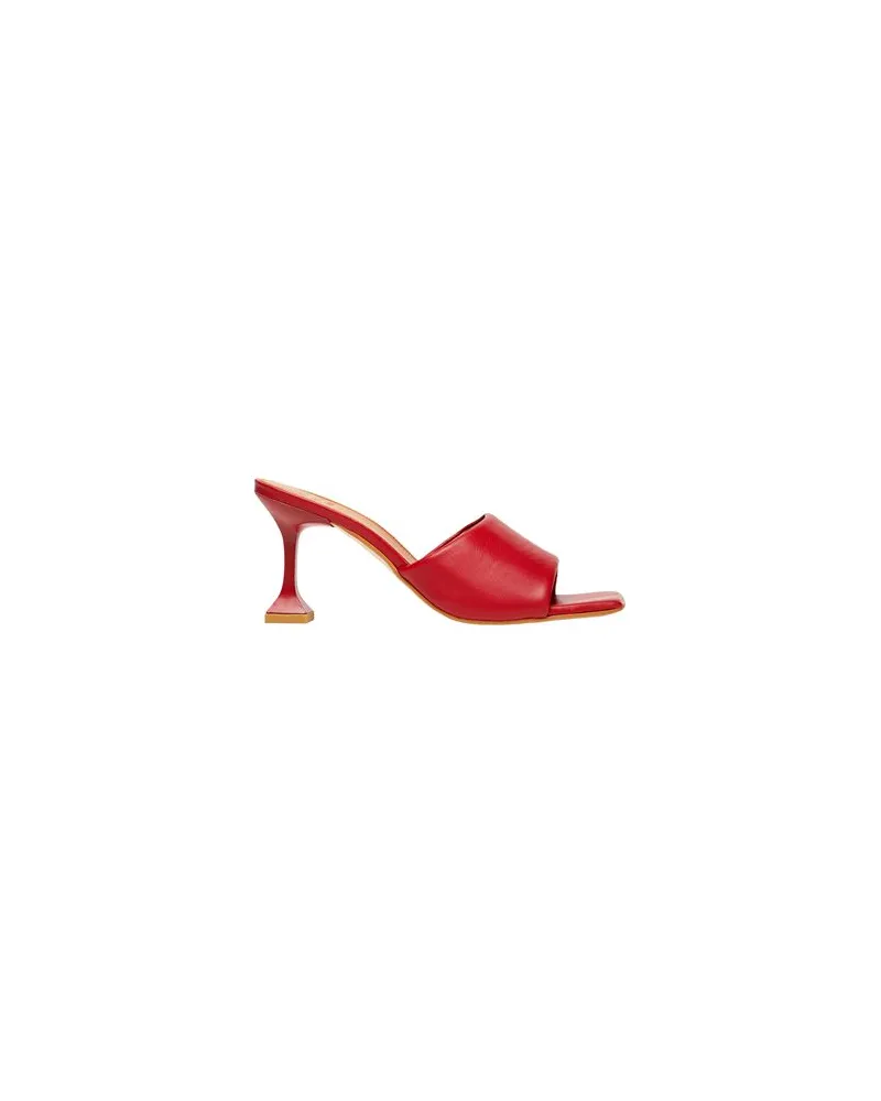 8 by Yoox LEATHER SQUARE TOE SPOOL-HEEL SANDALS   - SCHUHE - Sandalenauf YOOX.COM Rot