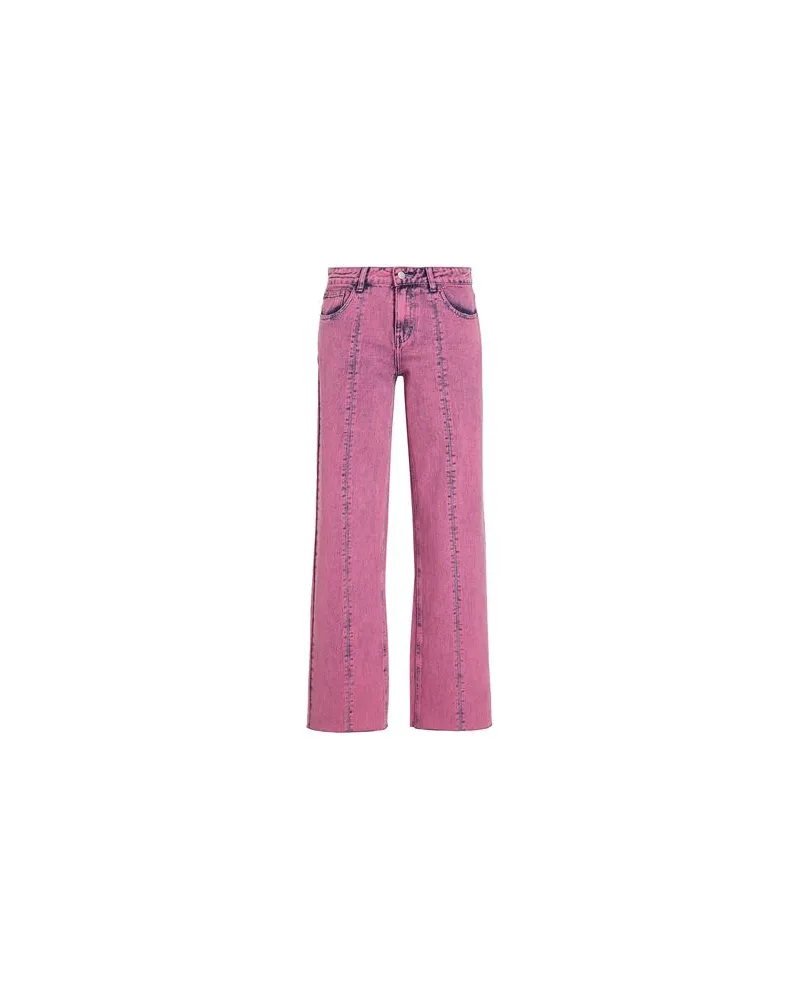 8 by Yoox ACID-WASH ORGANIC COTTON DENIM MID-RISE RELAXED JEANS  - HOSEN & RÖCKE - Jeanshosenauf YOOX.COM Magenta