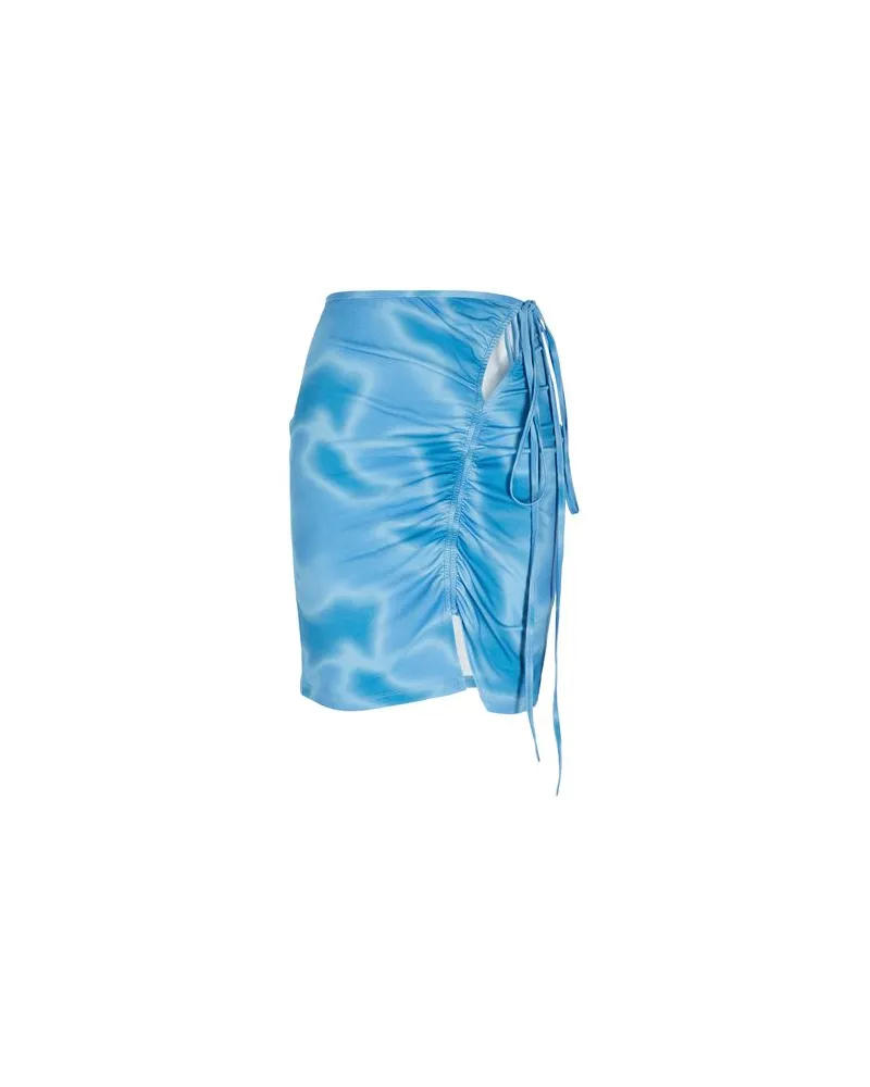 8 by Yoox TIE-DYE PRINTED JERSEY W/ ASYMMETRICAL GATEHRING & CUT-OUTS MINI SKIRT  - HOSEN & RÖCKE - Miniröckeauf YOOX.COM Azurblau