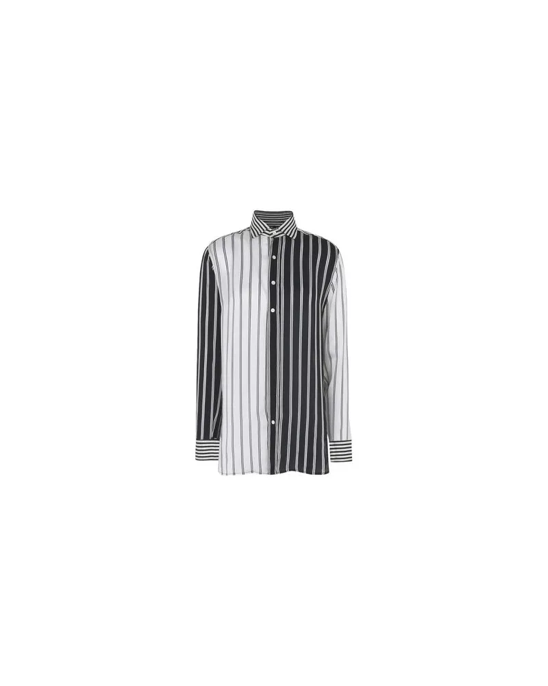 Ralph Lauren Striped Printed Silk Shirt	 - TOPS - Hemdenauf YOOX.COM Schwarz