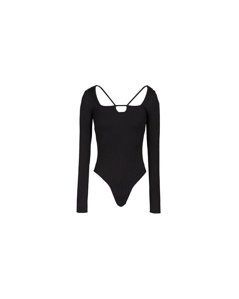 8 by Yoox RIBBED-KNIT LONG SLEEVE BODYSUIT  - TOPS - Bodysuitsauf YOOX.COM Schwarz
