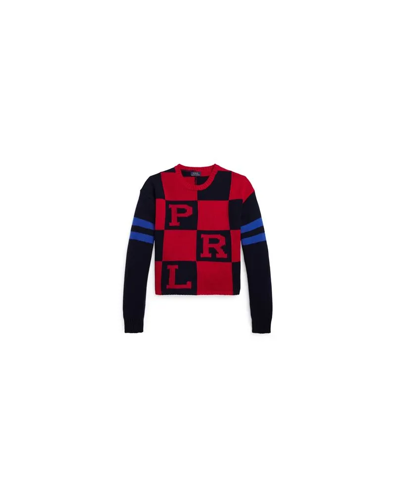 Ralph Lauren LOGO CROPPED BOXY FIT WOOL SWEATER  - STRICKWAREN - Pulloverauf YOOX.COM Rot