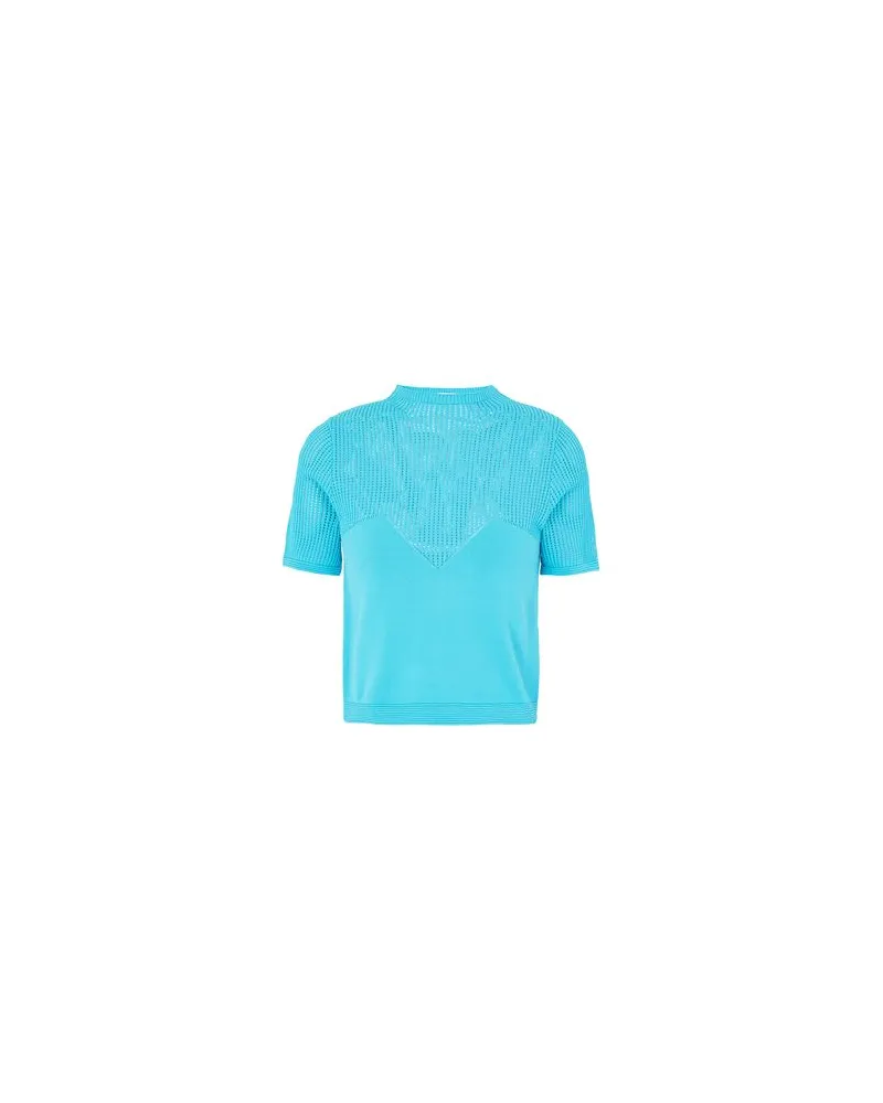 8 by Yoox VISCOSE KNIT SLEEVE CROP SWEATER   - STRICKWAREN - Pulloverauf YOOX.COM Tūrkis