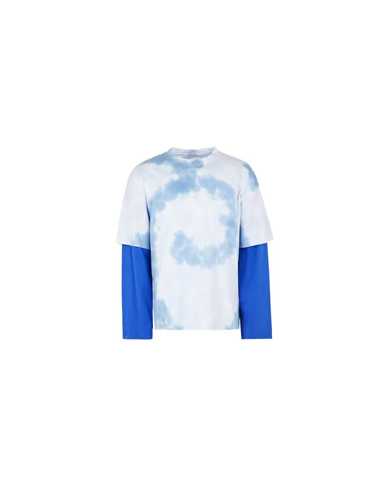 8 by Yoox ORGANIC COTTON TIE & DYE OVERSIZE L/SLEEVE T-SHIRT  - TOPS - T-shirtsauf YOOX.COM Himmelblau