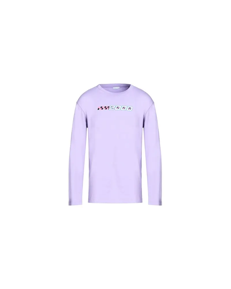 8 by Yoox ORGANIC COTTON SLEEVE T-SHIRT WITH  PRINT  - TOPS - T-shirtsauf YOOX.COM Lila