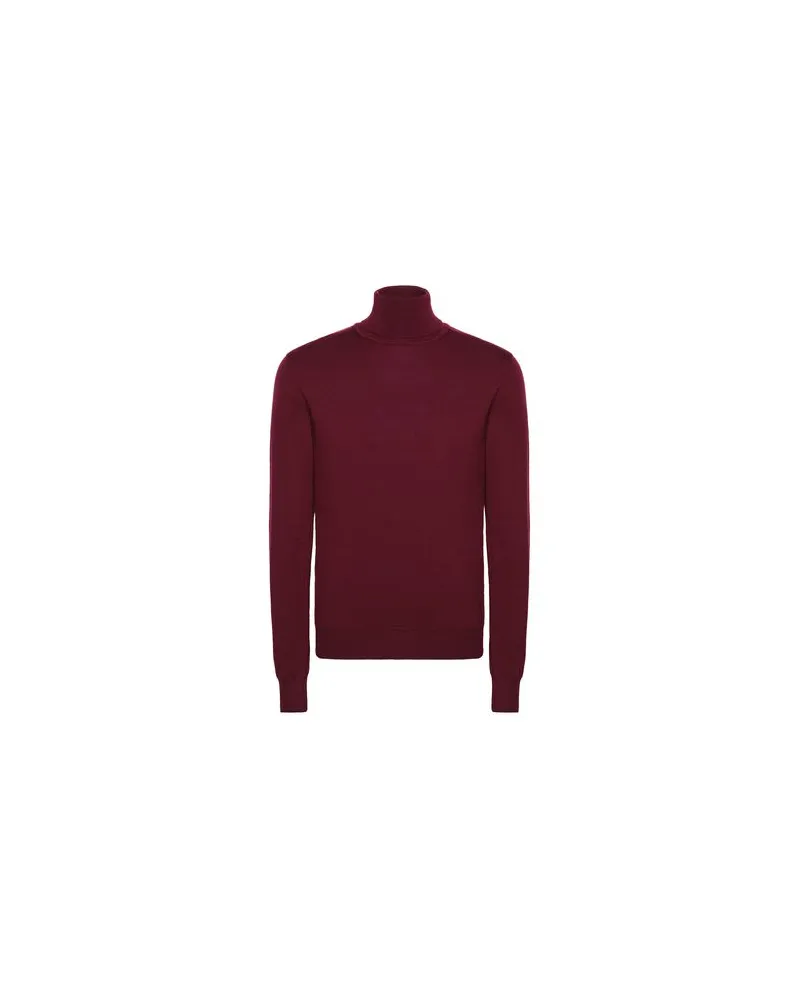8 by Yoox MERINO WOOL ESSENTIAL ROLL-NECK SWEATER  - STRICKWAREN - Rollkragenpulloverauf YOOX.COM Bordeaux