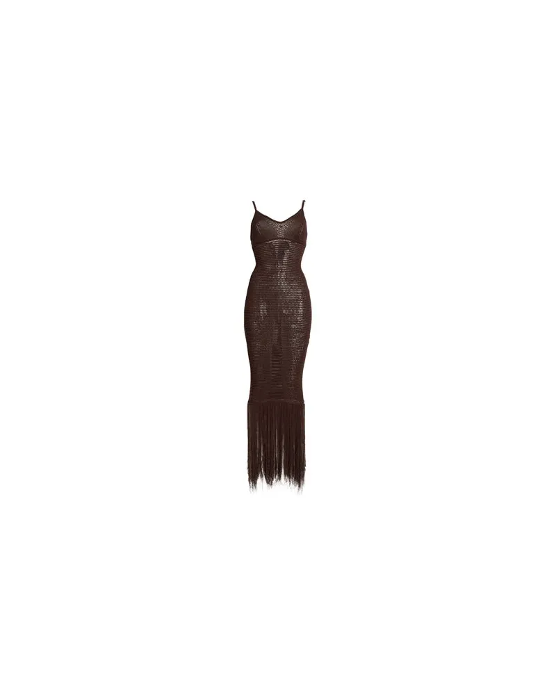 Elisabetta Franchi KLEIDER - Maxi-Kleiderauf YOOX.COM Braun