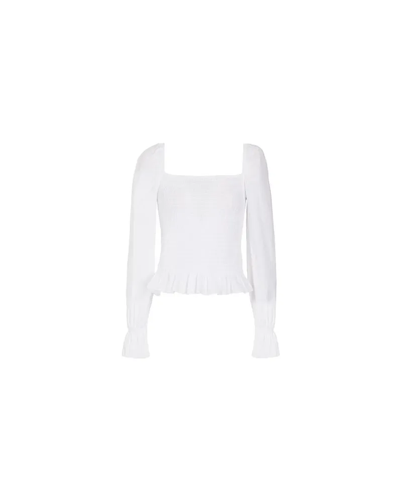 8 by Yoox SMOCK PUFFED SLEEVE TOP  - TOPS - Topsauf YOOX.COM Weiß