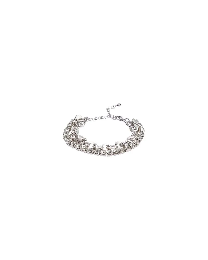 8 by Yoox RHINESTONES & CHAIN DOUBLE BRACELET  - SCHMUCK und UHREN - Armbänderauf YOOX.COM Silber