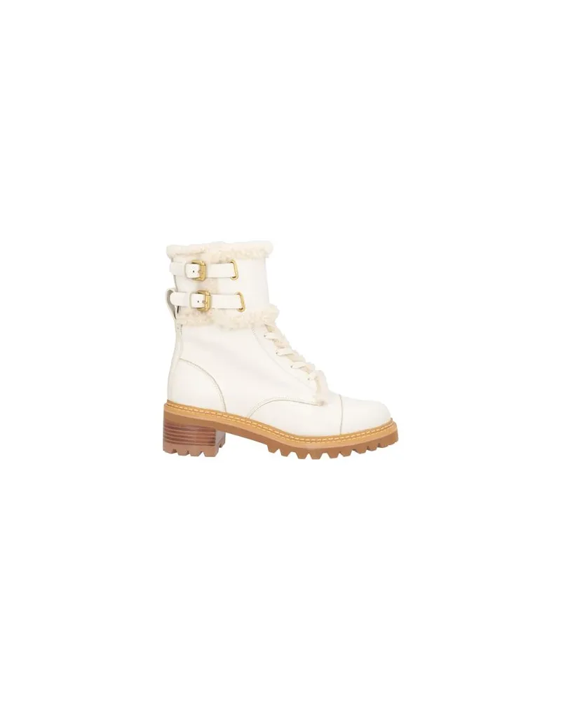 See by Chloé TEXAN CALF 999 BLACK+SHEALING 123 IVORY  - SCHUHE - Stiefelettenauf YOOX.COM Elfenbein
