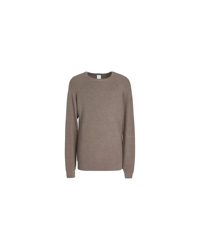 8 by Yoox ORGANIC COTTON-CACHEMERE BLEND KNITWEAR ROUND-NECK RIB JUMPER  - STRICKWAREN - Pulloverauf YOOX.COM Maulwurfsgrau