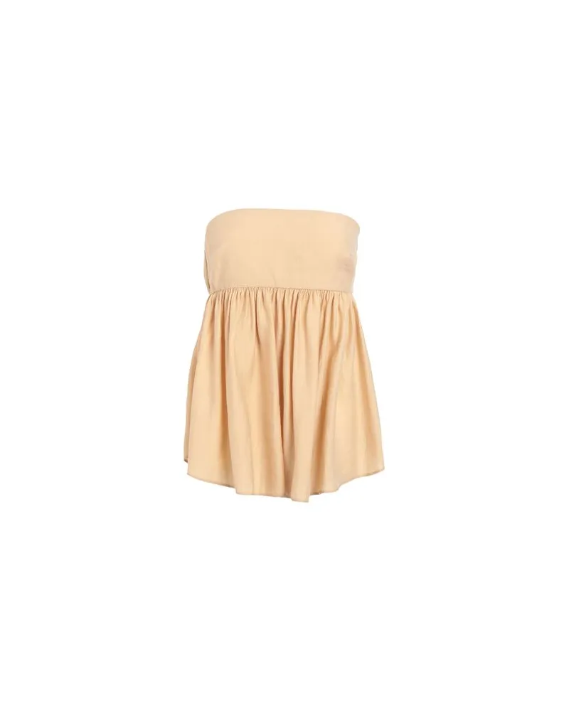 Topshop WS  linen bandeau top in sand - STONE  - TOPS - Topsauf YOOX.COM Sand