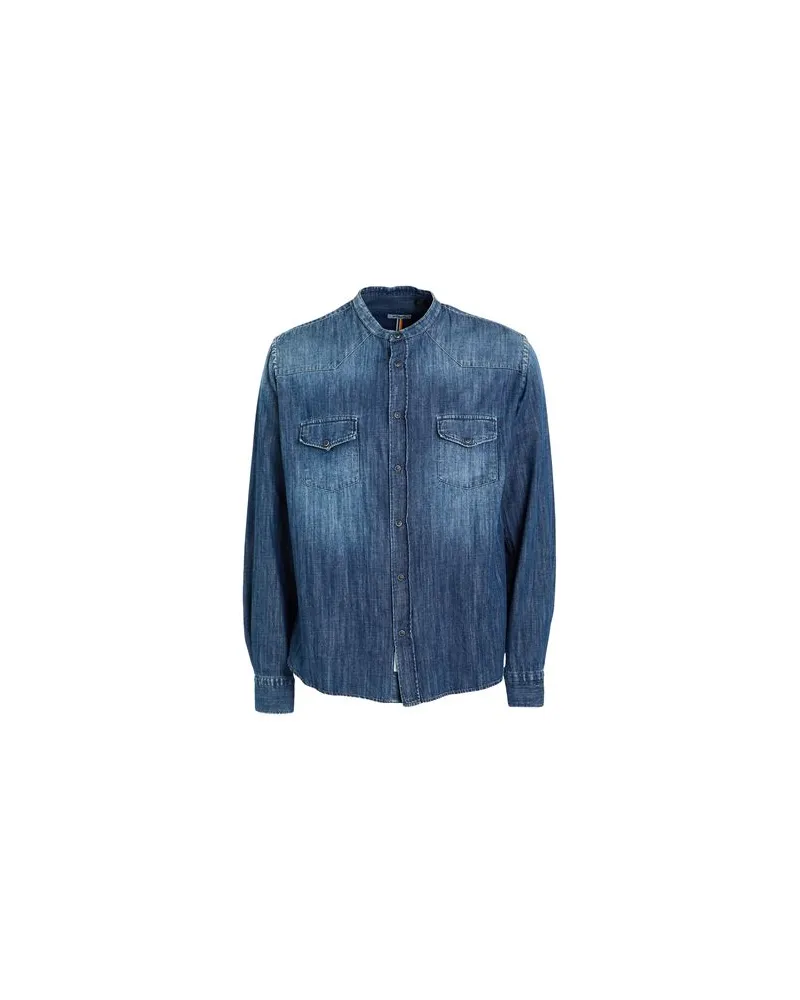 DISTRETTO12 TOPS - Jeanshemdenauf YOOX.COM Blau