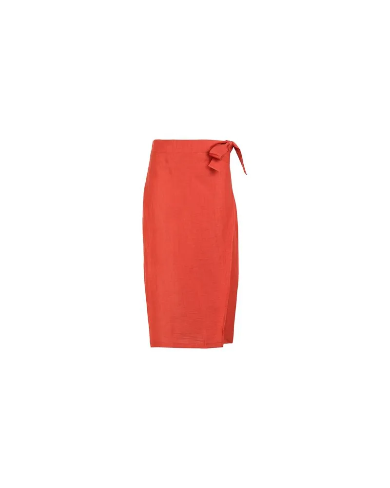 8 by Yoox LINEN HIGH-WAIST WRAP MIDI SKIRT  - HOSEN & RÖCKE - Midi-Röckeauf YOOX.COM Rostrot
