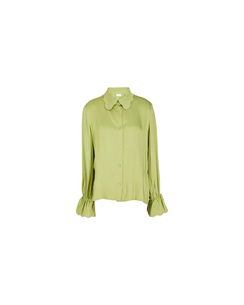 8 by Yoox VISCOSE WAVE TRIM SHIRT  - TOPS - Hemdenauf YOOX.COM Säuregrün