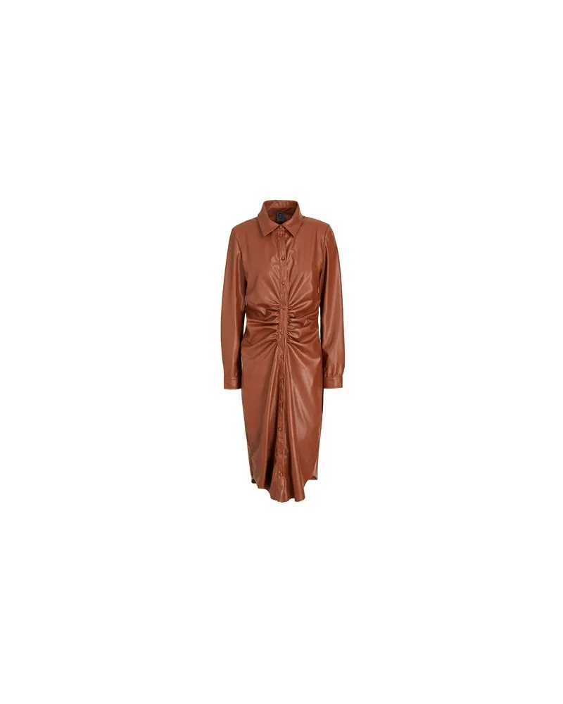 8 by Yoox GATHERED MIDI CHEMISIER DRESS - KLEIDER - Midi-Kleiderauf YOOX.COM Lederfarben