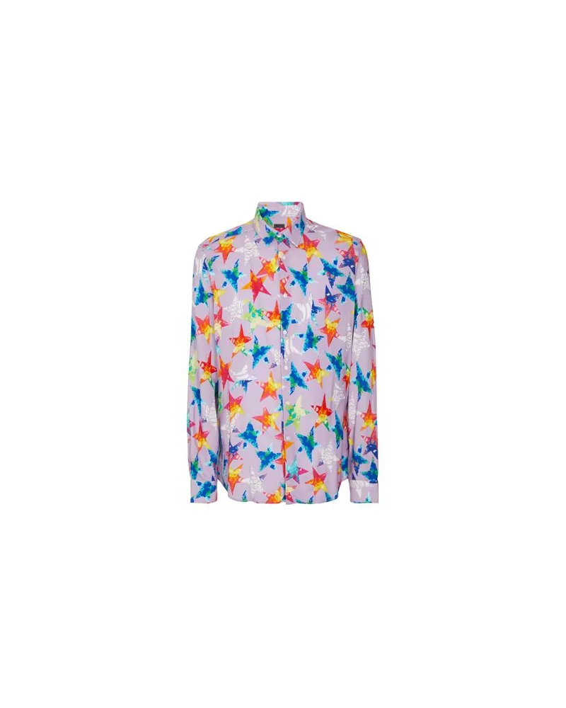 8 by Yoox VISCOSE MULTICOLOR PRINTED SHIRT  - TOPS - Hemdenauf YOOX.COM Lila