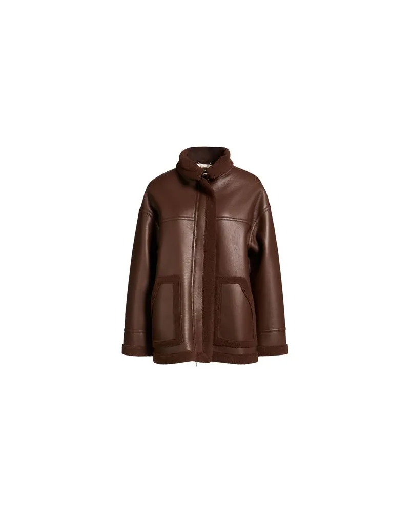 Silvian Heach JACKEN & MÄNTEL - Shearling- & Kunstfellauf YOOX.COM Schokobraun