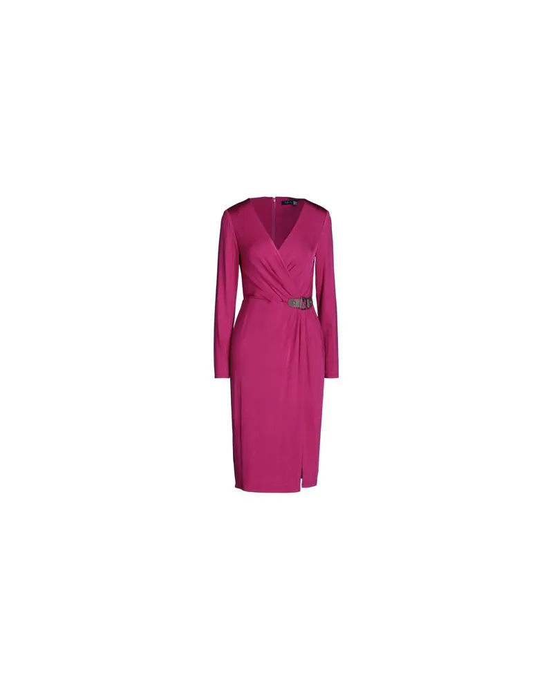 Ralph Lauren BUCKLE-TRIM JERSEY COCKTAIL DRESS  - KLEIDER - Midi-Kleiderauf YOOX.COM Magenta