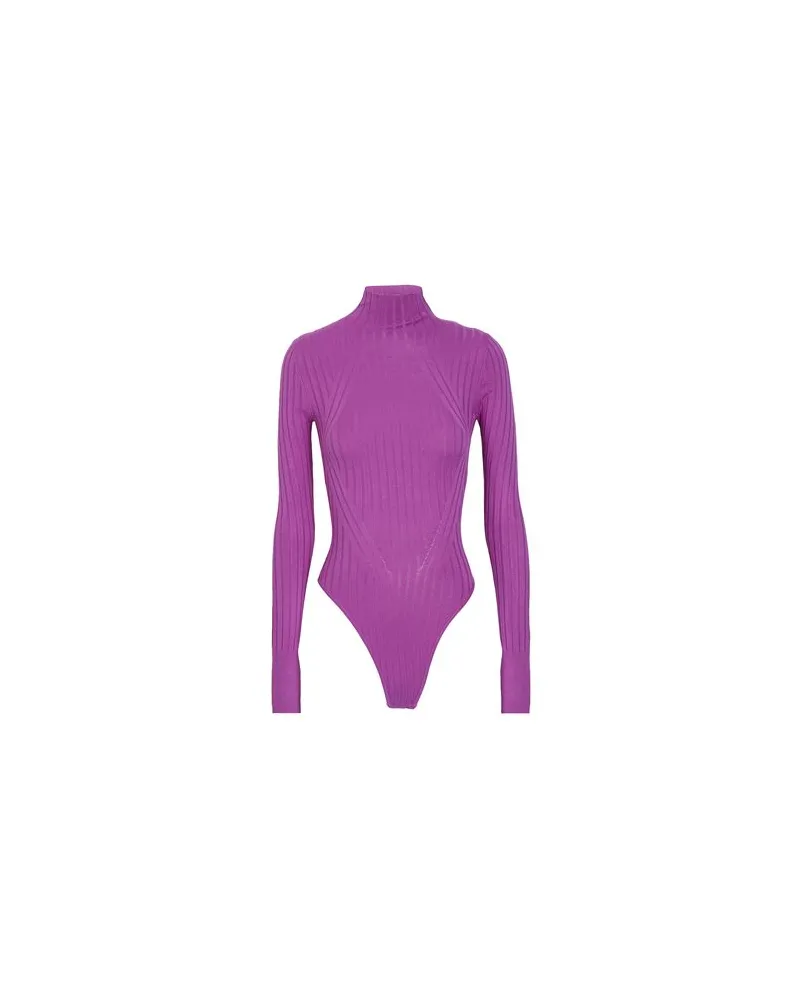 8 by Yoox KNIT MOCK-NECK BODYSUIT W/ OPEN BACK  - STRICKWAREN - Rollkragenpulloverauf YOOX.COM Pflaume
