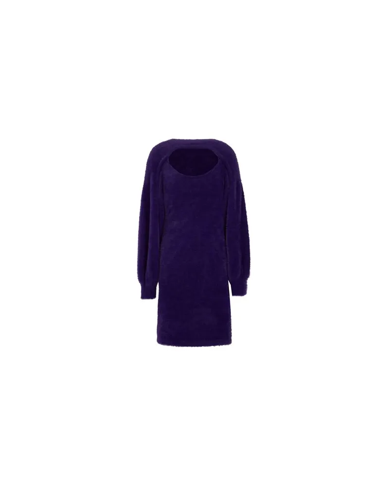 8 by Yoox FUZZY KNIT MOCK-NECK CUT OUT DRESS  - KLEIDER - Mini-Kleiderauf YOOX.COM Dunkelviolett