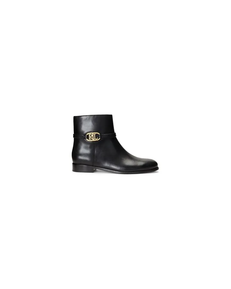 Ralph Lauren BRIELA BURNISHED LEATHER BOOTIE  - SCHUHE - Stiefelettenauf YOOX.COM Schwarz