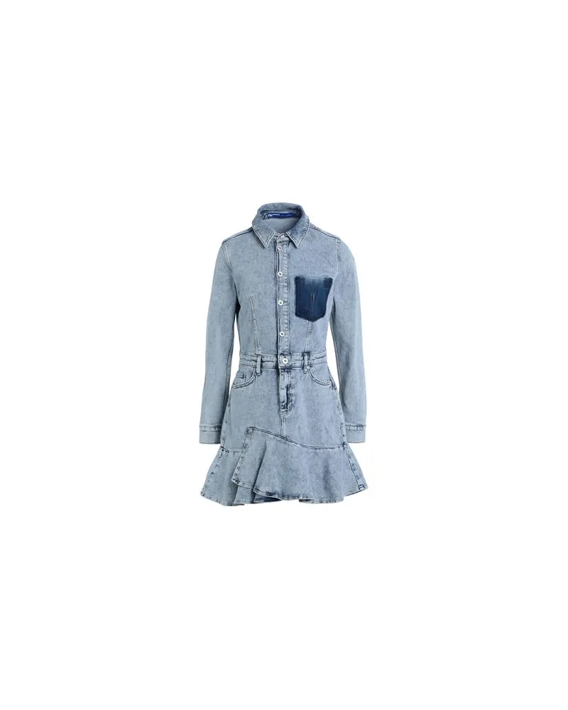 Karl Lagerfeld KLJ RUFFLED HEM DENIM DRESS  - KLEIDER - Mini-Kleiderauf YOOX.COM Blau