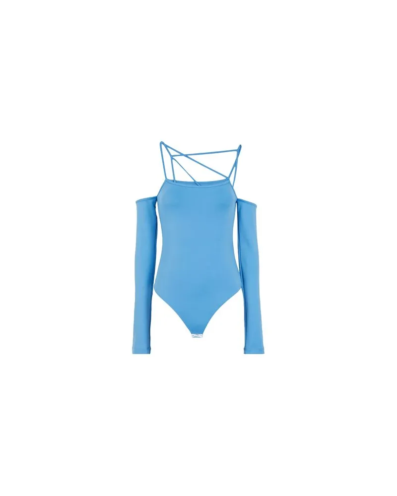 8 by Yoox JERSEY OFF-SHOULDER STRAP DETAIL BODYSUIT  - TOPS - Bodysuitsauf YOOX.COM Hellblau